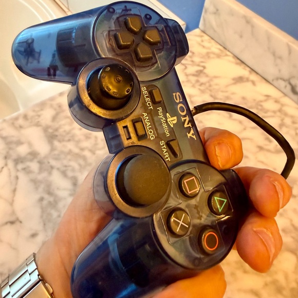 Sony PlayStation 2 PS2 Ocean Blue Clear Controller - OEM DualShock2 SCPH-10010 - Picture 7 of 9